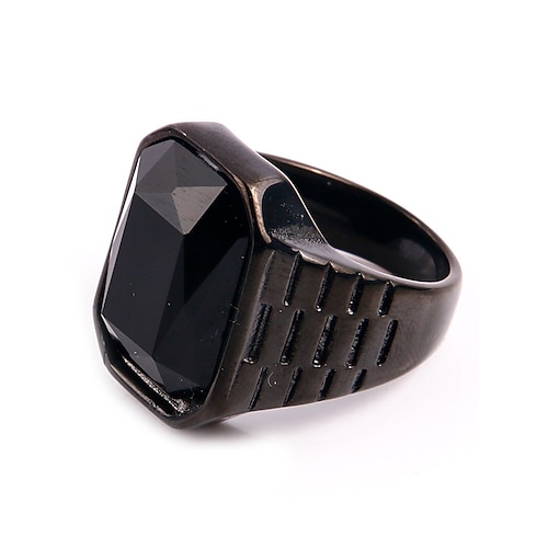 Herrenring aus Titanstahl mit großem, farbigem Edelstein – in verschiedenen Farben erhältlich, stilvolles Design für legere und formelle Anlässe. Image