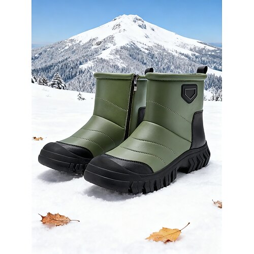 Grüne Damen-Winterstiefel mit warmem Fellfutter – Outdoor-Schneestiefel für verschneite Tage und lässige Ausflüge bei kaltem Wetter Image