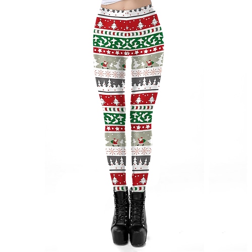 Weihnachtsmann Elf Hose Leggings Damen Weihnachten Alltagskleidung Erwachsene Weihnachten Maskerade Heiligabend Weihnachten Party Hose Image