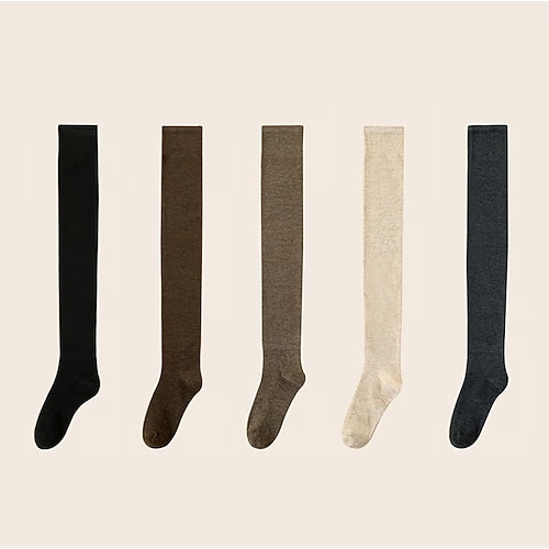 Damen-Oberschenkelstrümpfe, lange Strümpfe, warm, weich, gestrickt, dehnbar, gemütlich, sexy, süß, modisch, Winter, Herbst, lässig, täglich, Schulmädchen, japanischer Stil, bequeme Strumpfhosen Image