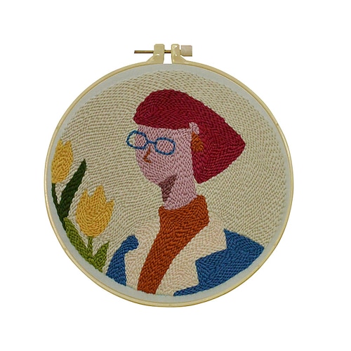 Weihnachtsgeschenk für Mütter: DIY-Stickerei-Starterset – Lavendel Blumenmuster „Vergissmeinnicht" mit Stickrahmenanleitung – für Anfänger geeignet Image