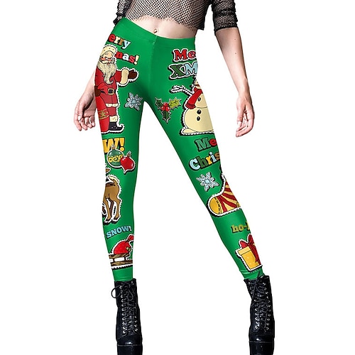 Weihnachtsmann Elf Hose Leggings Damen Weihnachten Alltagskleidung Erwachsene Weihnachten Maskerade Heiligabend Weihnachten Party Hose Image