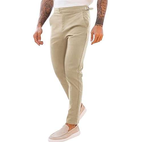 Herren Hose Anzughose Chinohose Freizeithose Tasche Einfach Komfort Weich Volle Länge Party Geschäft Täglich Urlaub Mode Schwarz Marineblau Mikroelastisch Image