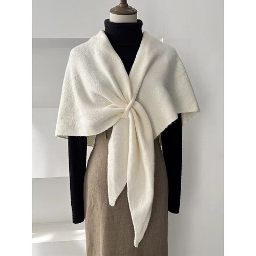 Strickschal aus Wollmischung, dreieckig, kuschelig, warm, einfarbig, ideal für den Winter, zum Halswärmen, für Outdoor-Aktivitäten, Reisen, Büro, als Schulterbedeckung und bequeme Schicht. Image