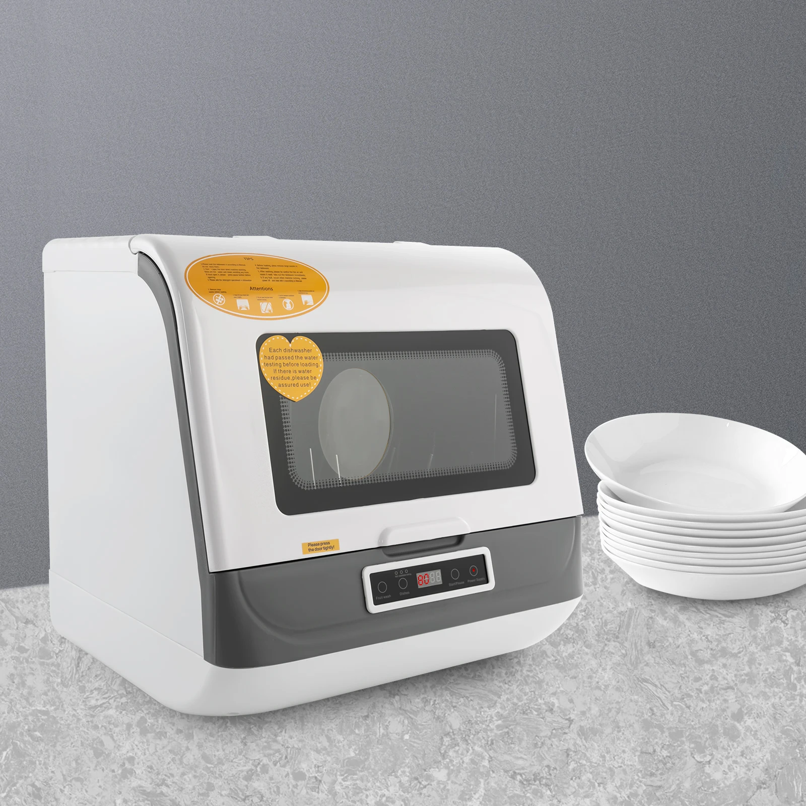 Tisch-Geschirrspüler, Tisch-Geschirrspüler, Mini-Geschirrspüler mit 3 Waschmodi, energiesparende und Obstreinigungsfunktion Image