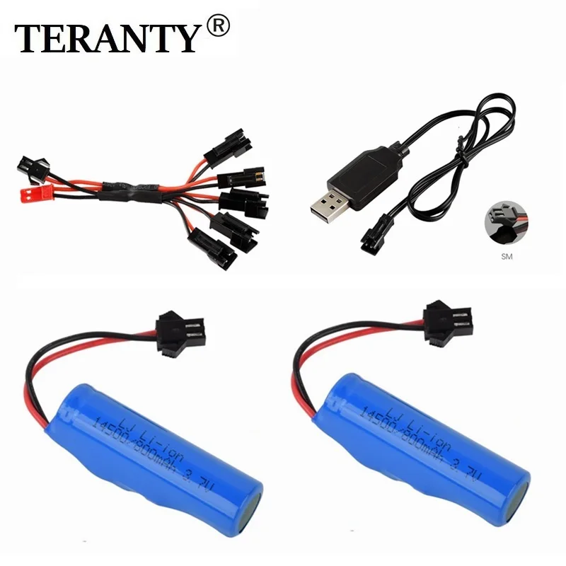Für JJRC C2 D828 RC Auto Teile 14500 3.7V 800mAh LiPo Akku mit USB für RC Stunt-Dumper Akku Spielzeug Zubehör Image