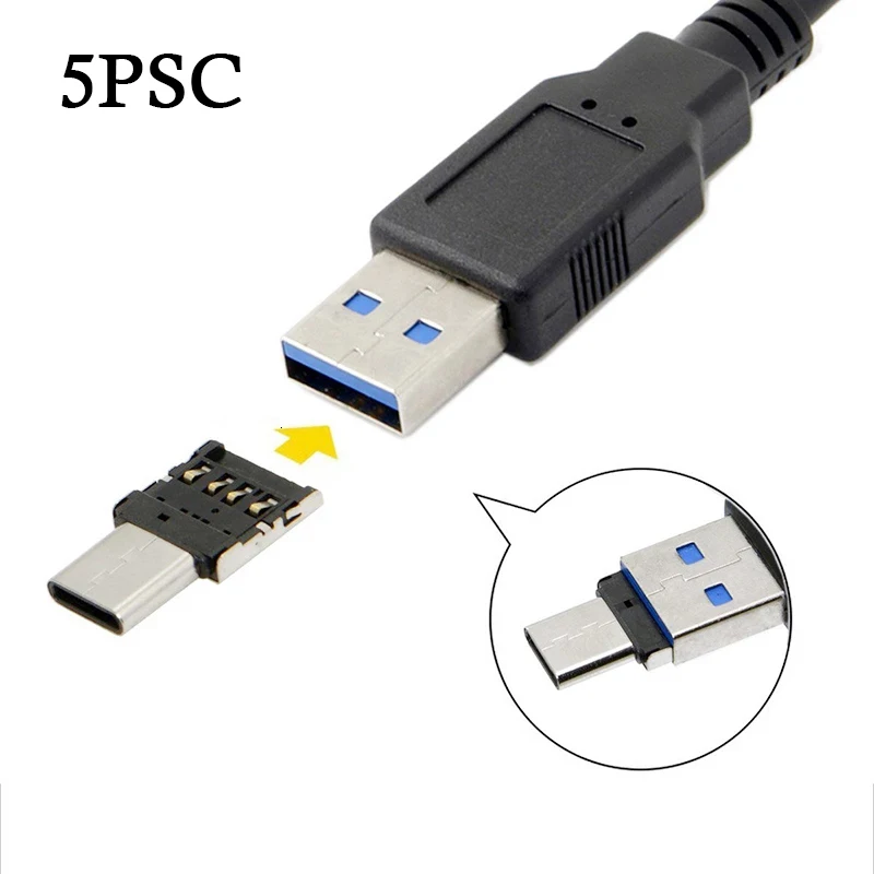 1-5 stücke Typ C Zu USB 2,0 OTG Adapter Micro USB Typ-c Stecker Auf USB Buchse konverter Für Macbook Samsung S20 USB C OTG Stecker Image