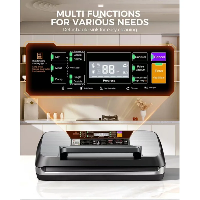 SV618Vakuumiergerät, Kunststoffversiegelung, Trocken- und Nassversiegelungsmaschine, mittelgroße Lebensmittelkonservierungsmaschine für den Haushalt Image