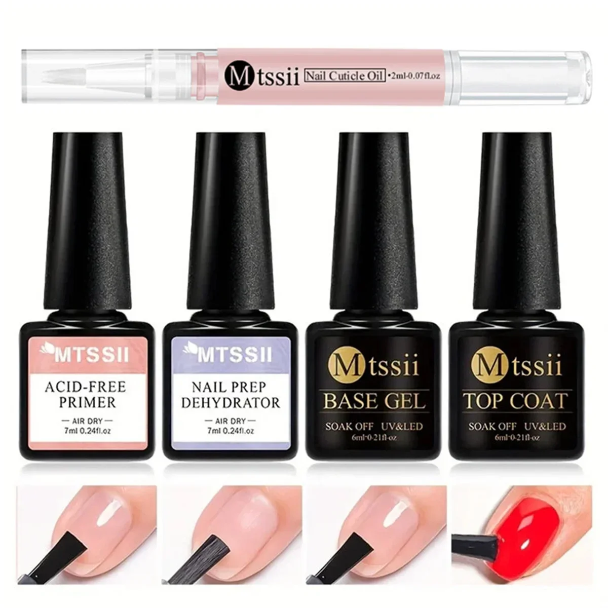 2/4/5 Stück Acryl No-Säure Nail-Primer Prep Dehydrator Gel Nagellack Set Keine Notwendigkeit von UV-LED-Lampensockel Top Coat Nail Art Lacke Image