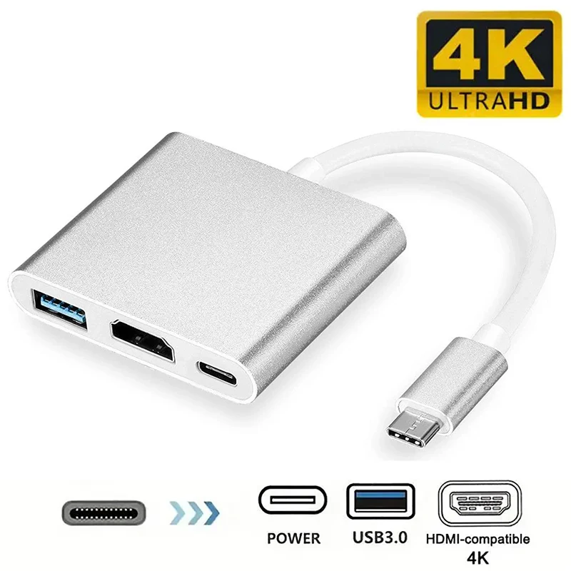 3 in 1 USB Hub USB C zu HDTV Splitter HUB Typ-c zu HDMI-kompatibel USB 3,0 Docking Station Für MacBook Air Pro Samsung Konverter Image