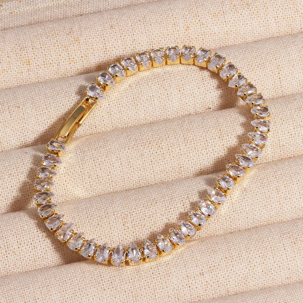 Iced Shinning Star Tenniskette für Damen, 18 Karat Gold, Krappenfassung, Zirkonia-Kette, Halsband, Modeschmuck als Geschenk Image