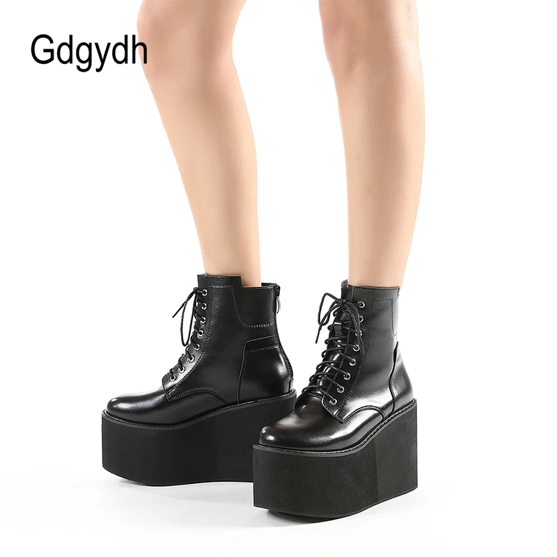 Gdgydh Große Größe 43, Plattform High Heels Cosplay Modische Herbst Stiefeletten Plattform Frauen Keile Heels Modell Laufsteg Schuhe