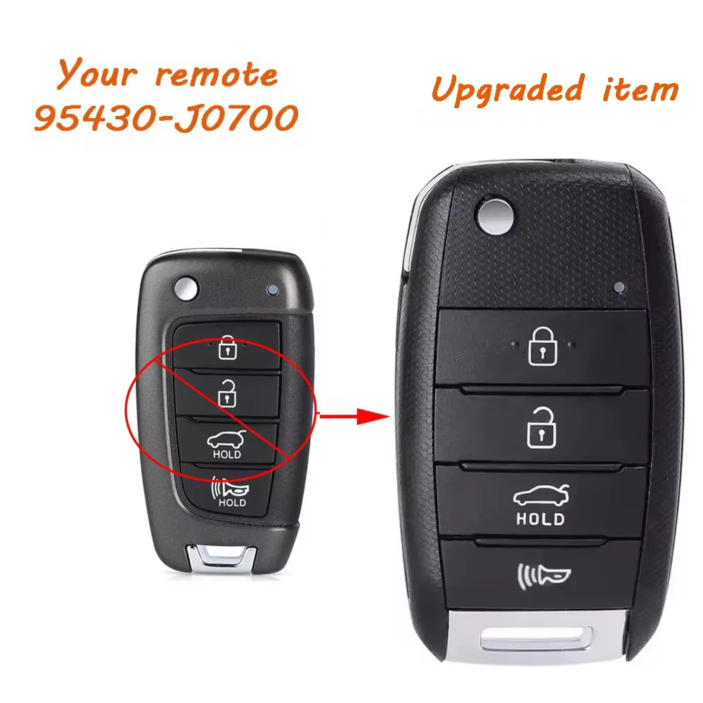 DIYKEY 95430-J0700 Verbesserter, verbesserter Fernschlüsselanhänger für Hyundai Accent 2017 2018 2019 2020 2021 434 MHz NYOSYEC4TX1707 4D70 Chip Image