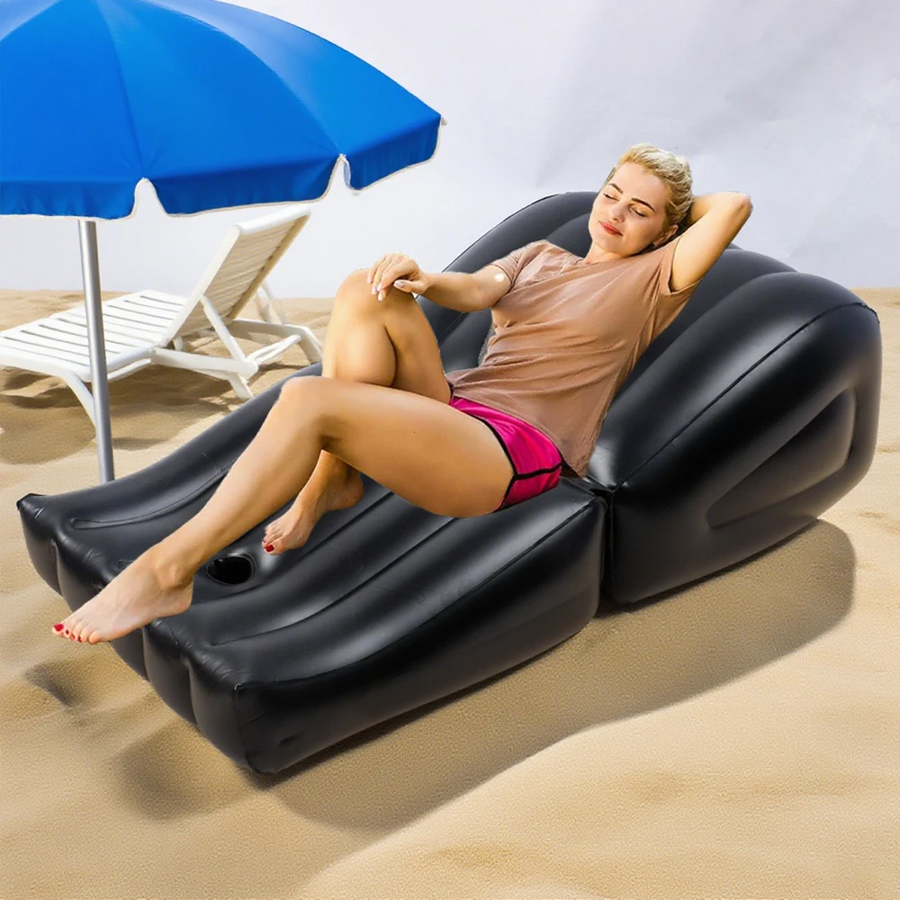 Aufblasbarer Liegestuhl, aufblasbares Sofa für Camping, Garten, Pool, ideale Outdoor-Möbel, Geschenkidee Image