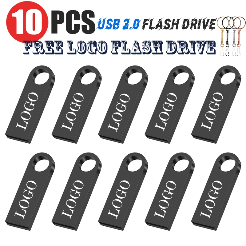 10 Teile/los USB-Stick 4GB 8GB 16GB Metall Pen Drive Pendrive 32GB 64GB Memory Stick 128GB Kostenlose Angepasst Geschenk USB Sticks Image