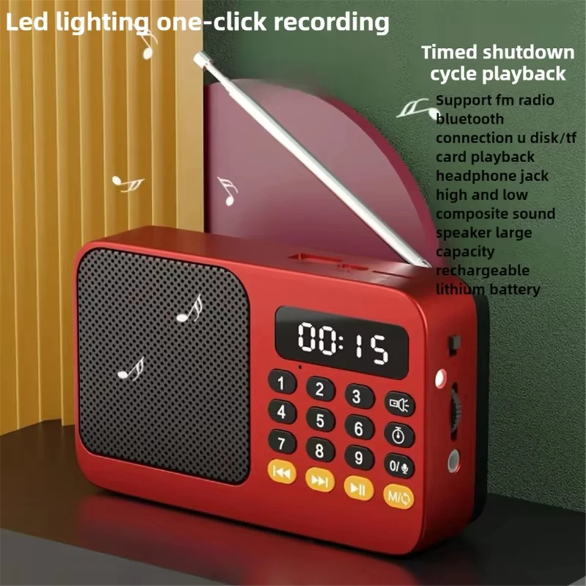 Einzelhandel! FM Radio DAB Radio Tragbare kleine Notfall wiederaufladbare Ham Bluetooth Sound Box Mini Vintage Musik Lautsprecher MP3 Player A Image