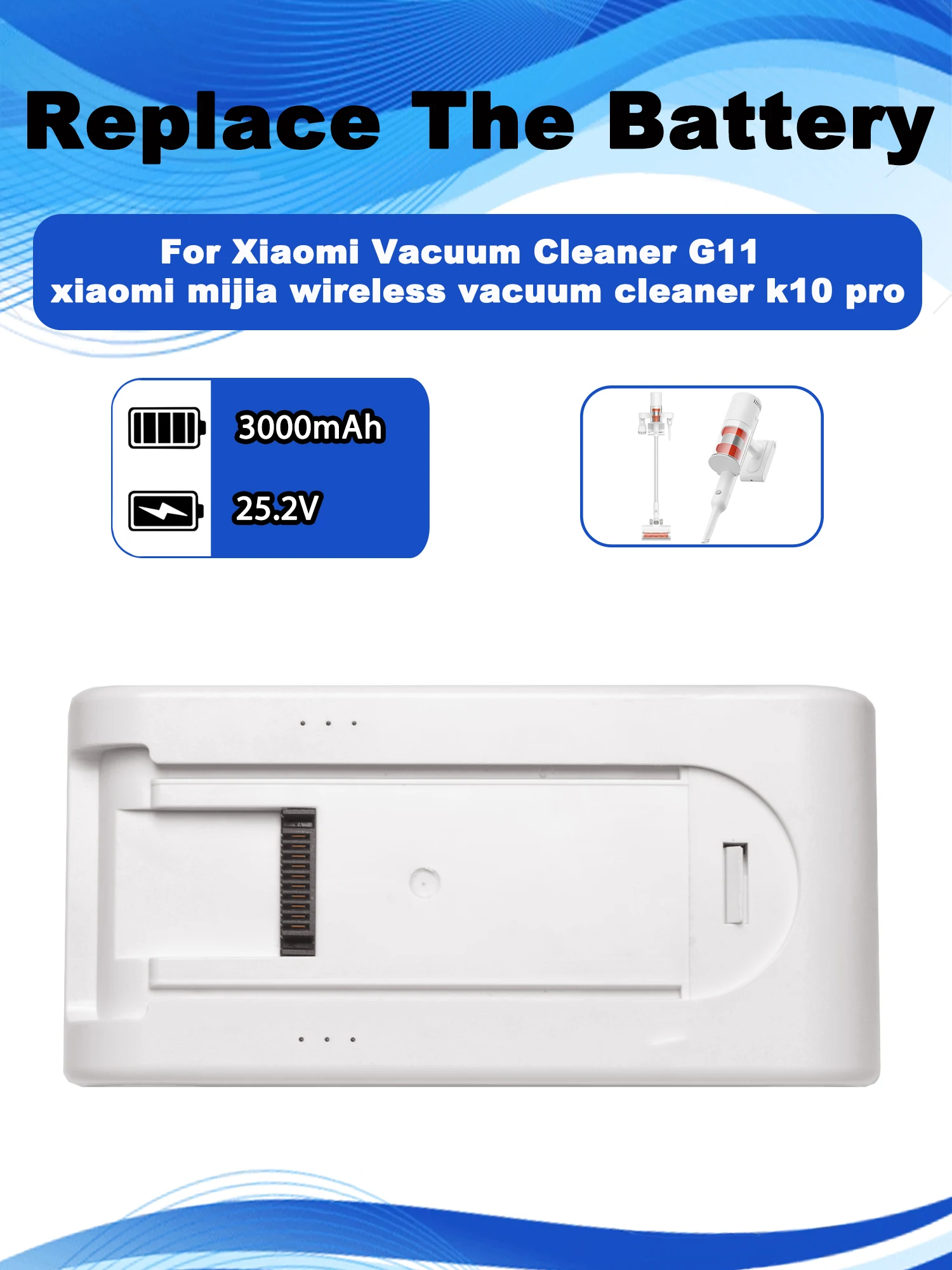 25,2 V 3000 mAh Ersatzakku für Xiaomi Wireless Staubsauger G11 K10 Pro Handstaubsaugerteile Image