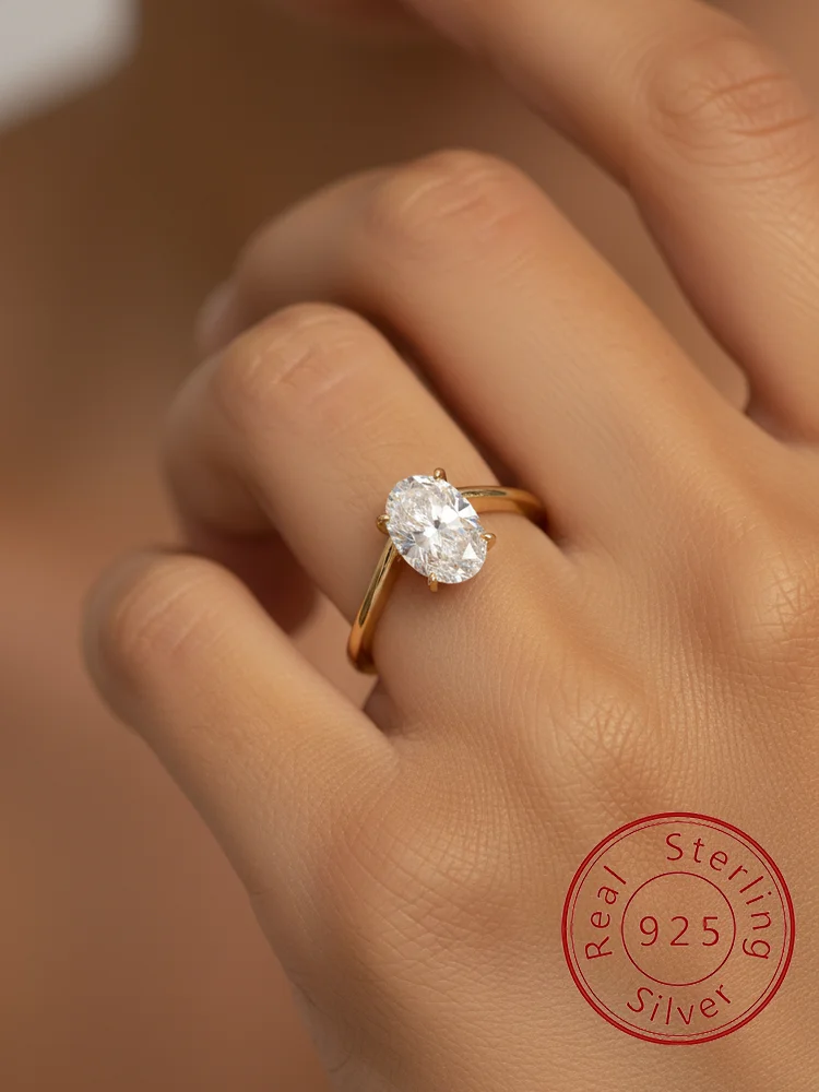 925er Sterlingsilber, modischer Minimalismus-Wellen-Oval-Zirkon-Ring für Frauen, Verlobung, Hochzeit, Jahrestag, hochwertiger edler Schmuck Image
