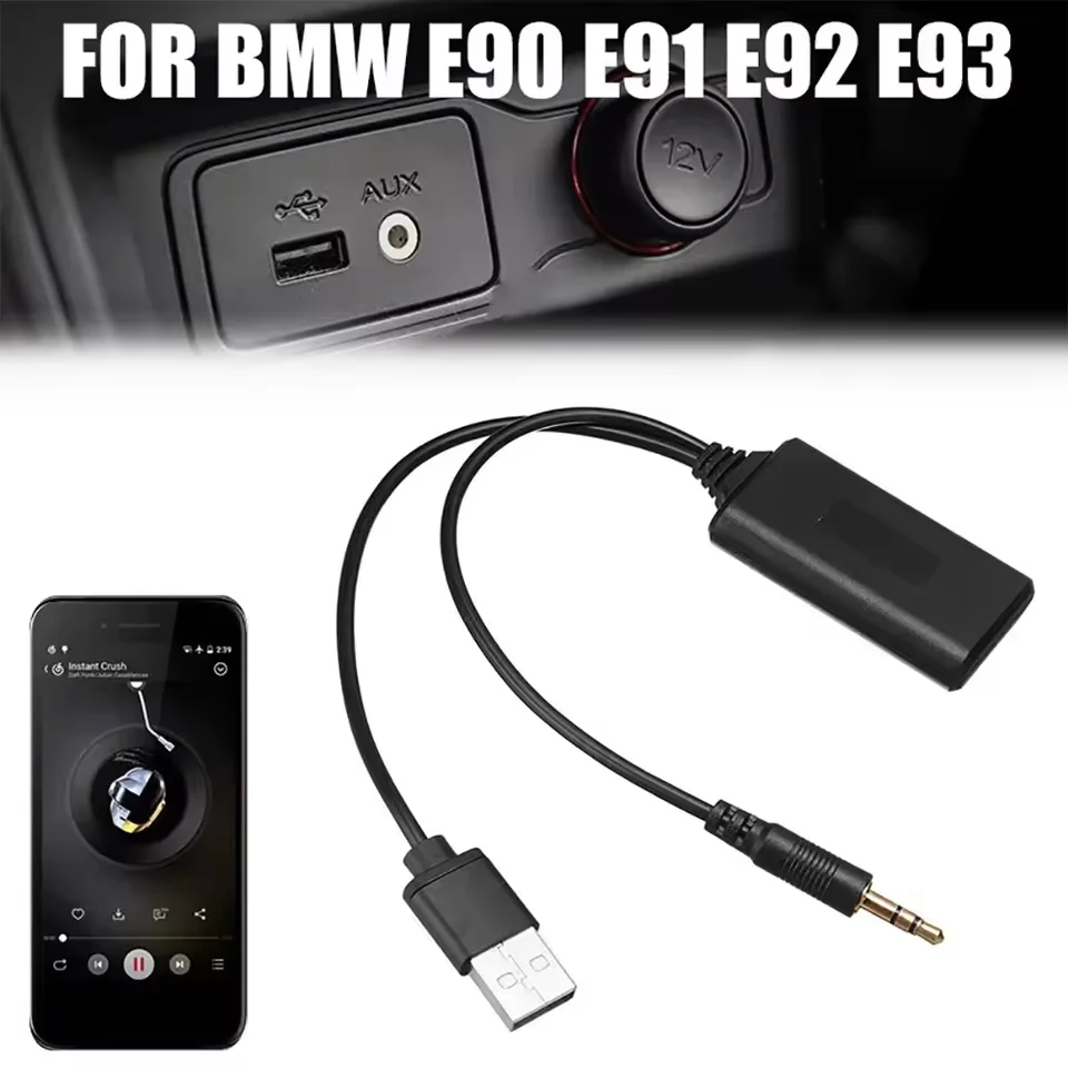 Auto AUX Bluetooth Audio Kabel Adapter Auto Ladegerät Adapter Drahtlose Musik Audio Stereo Empfänger Für BMW E90-E92 Auto Zubehör Image