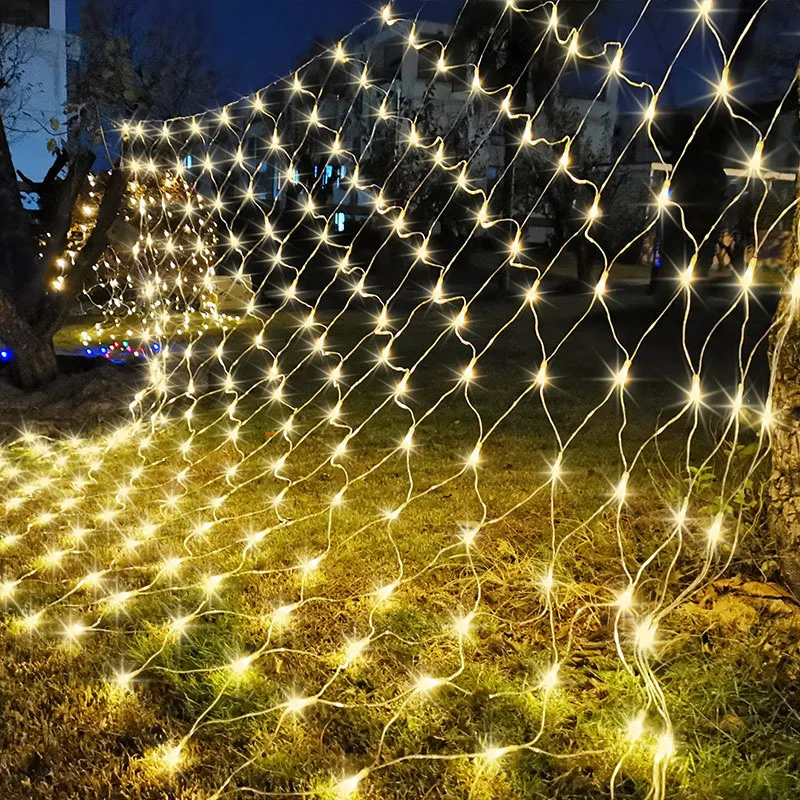 Room Decor Curtain LED Net Mesh Fairy Lights String EU/US Plug Christmas Wedding Garland for Bedroom Garden Wall outdoor