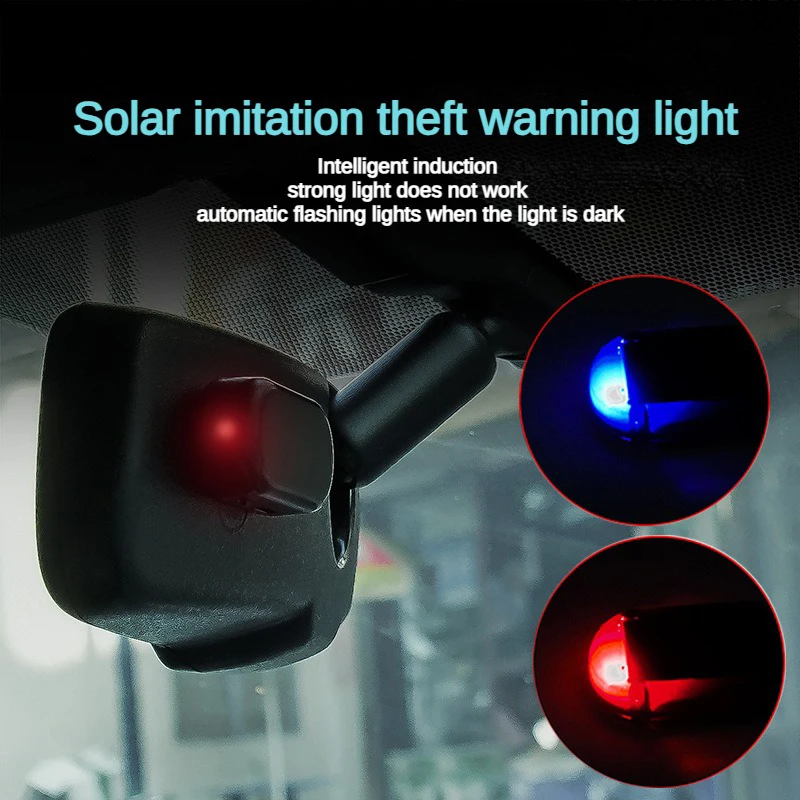1-2PCS Solar Car Anti-theft Security Light - Wireless Simulated Dummy Alarm LED Flash Warning Light, Auto Anti-theft Accessory