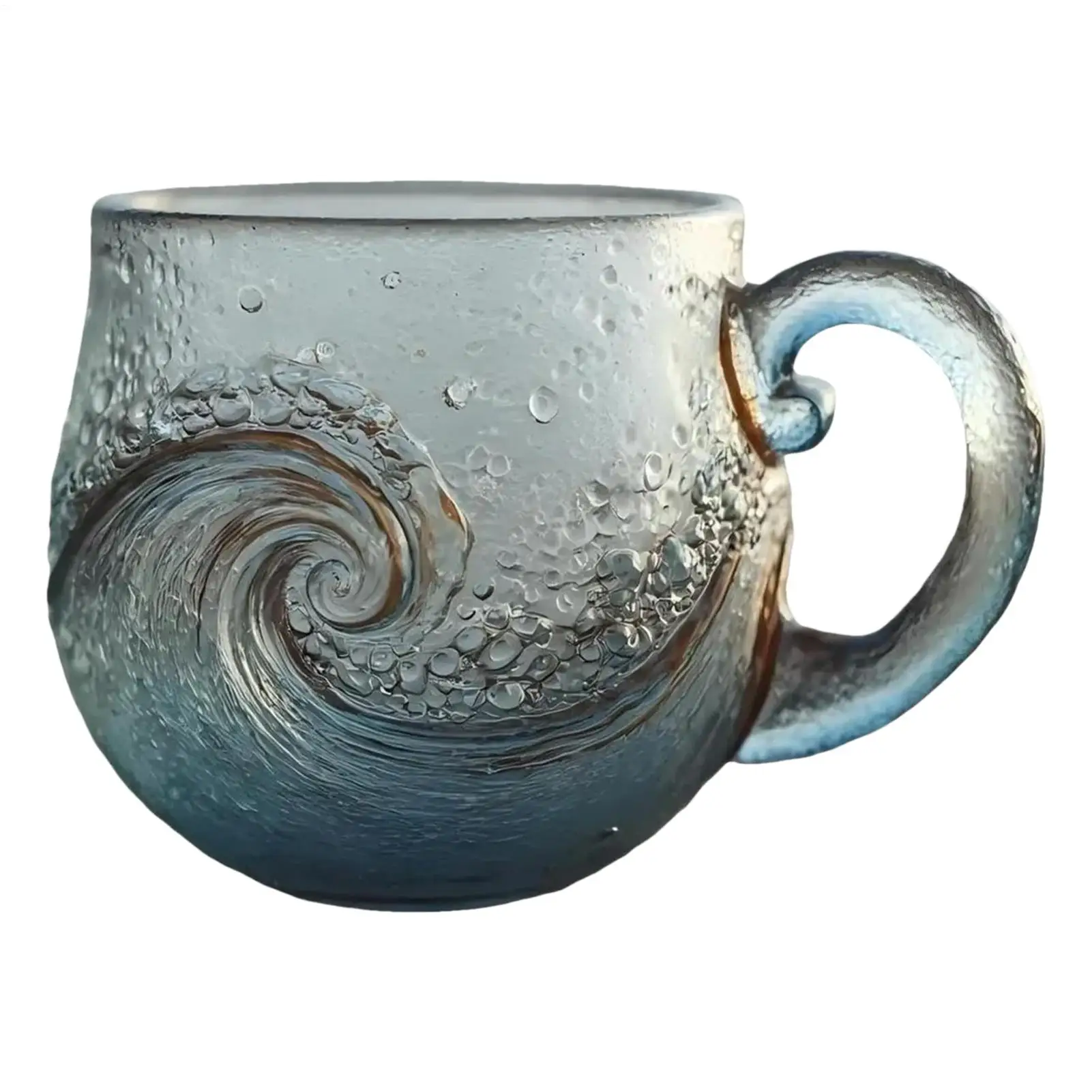 Strandtasse, Seeglas, Wellenbecher, Kaffeetasse mit Ozeanmotiv, Seethema, Wasser, Teetasse, Kaffeeglasbecher für Arbeitsplatz, Reisen, Bar Image