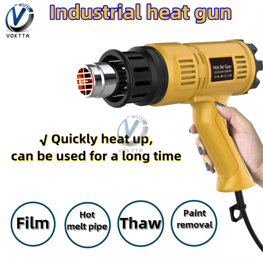 2000w elektrische Heißluft pistole 220V 110V industrielle doppelte Wind geschwindigkeit temperatur gesteuerte Gebäude Haartrockner Wärme back pistole Image