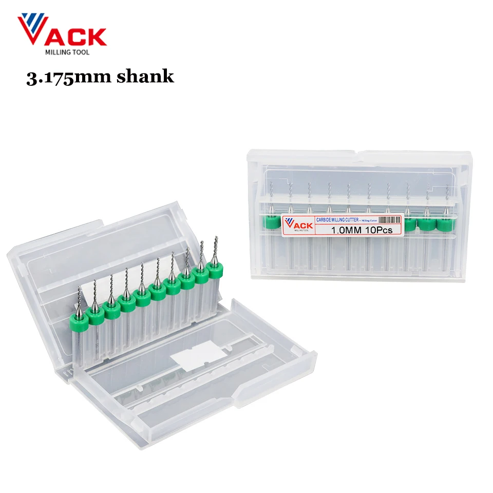 10/30/50 pezzi punte da trapano in metallo duro PCB 3.175 gambo Mini punte da perforazione CNC set micro punte per incisione per circuito acrilico PVC