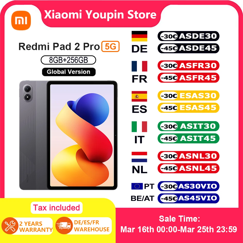 Globale Version Xiaomi Redmi Pad 2 Pro 5G 12,1 " 12000 mAh Akku 8 GB 256 GB Flexible 5G-Konnektivität 5G+eSIM Xiaomi HyperOS Image