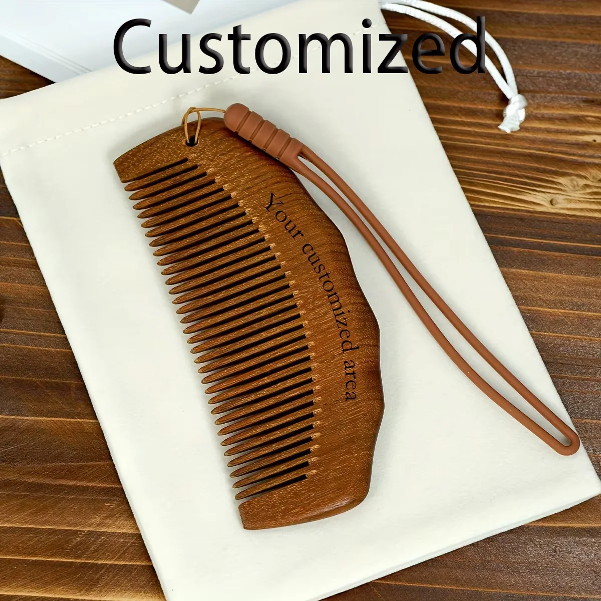 1pc benutzerdefinierte personalisierte Sandelholz Massage Haar Kamm mit Tasche, Mama natürliche Geburt Kamm für Arbeit Schmerzen Arbeit Geschenke für Frauen Image