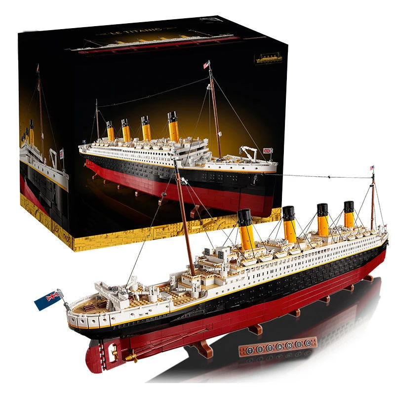 MINISO Mit Lichtern Kompatibel MOC Display Titanic 9090PCS Große Kreuzfahrt Boot Schiff Bausteine Ziegel Kinder Spielzeug Geschenke Image