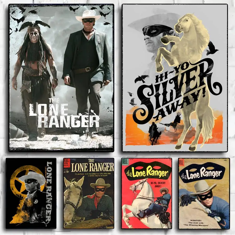 The Lone Ranger Anime-Poster, klebrige Dekoration, Gemälde, Wandkunst, weißes Kraftpapier, Wanddekoration