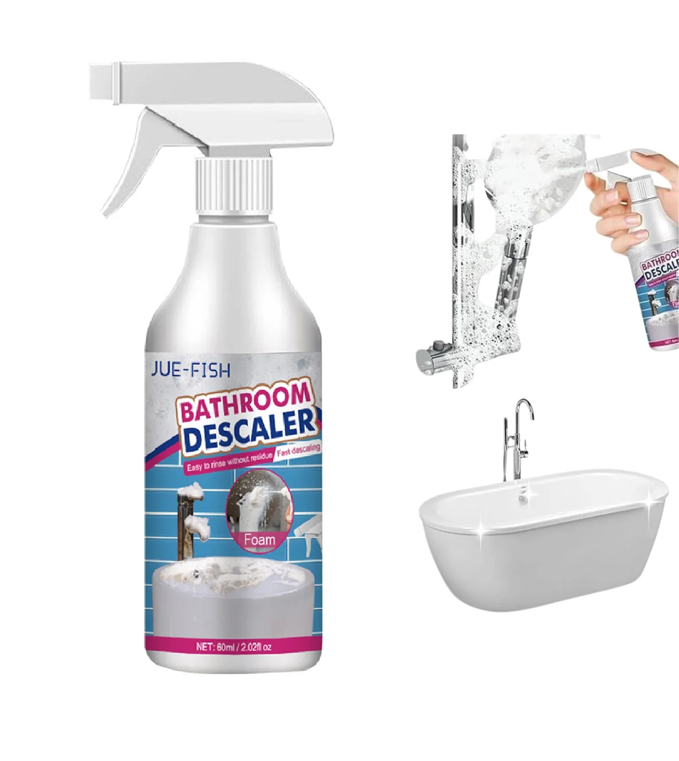 Hartnäckiger Fleckenreiniger, multifunktionales Badezimmer-Reinigungsspray, entfernt Schimmel, Kalkgeruch, Badezimmer, schnell Entkalker, Schaumspray