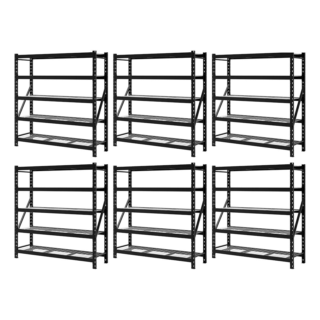 NewAge Garage Cabinets 5-Tier Adjustable Heavy-Duty Steel Garage Shelving Rack in Black - 77 in. x 24 in (Pack of 4)