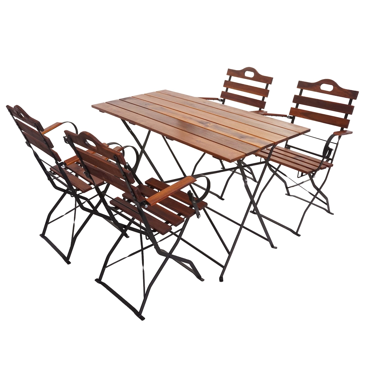 Proregal Biergarten-Set | HxBxT 88x120x60 cm | Gastronomie-Qualität Akazie MVG-zertifiziert | Braun | Bistroset Klapptisch Klappstuhl Image