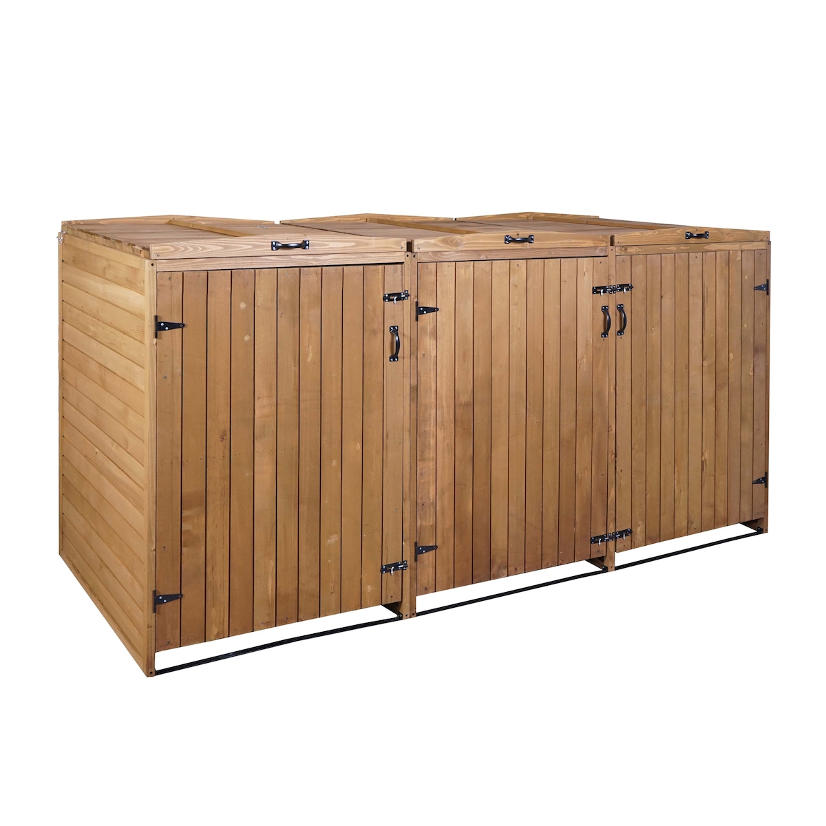 PROREGAL XL 3er-/6er-Mülltonnenverkleidung | HxBxT 126x237,5x98 cm | Braun | Mülltonnenbox Mülltonnenabdeckung Holz Image