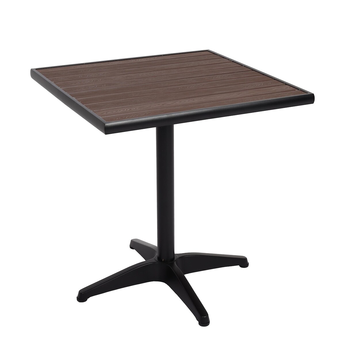 PROREGAL Gartentisch | HxBxT 74x70x70 cm | Gastronomie Outdoor-Beschichtung Alu Holzoptik | Schwarz | Dunkelbraun | Balkontisch Bistrotisch Image