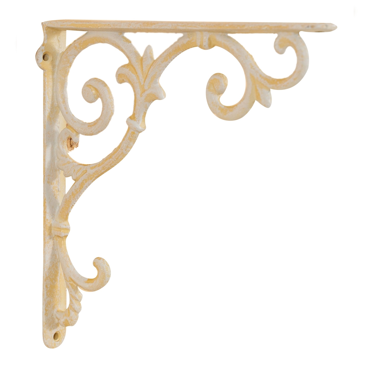 BISCOTTINI INTERNATIONAL ART TRADING Biscottini Regalträger aus Gusseisen, antikweißem 24x4x24 cm – Wandregalträger – Dekorativer Regalträger aus Gusseisen im rustikalen Vintage-Stil Image