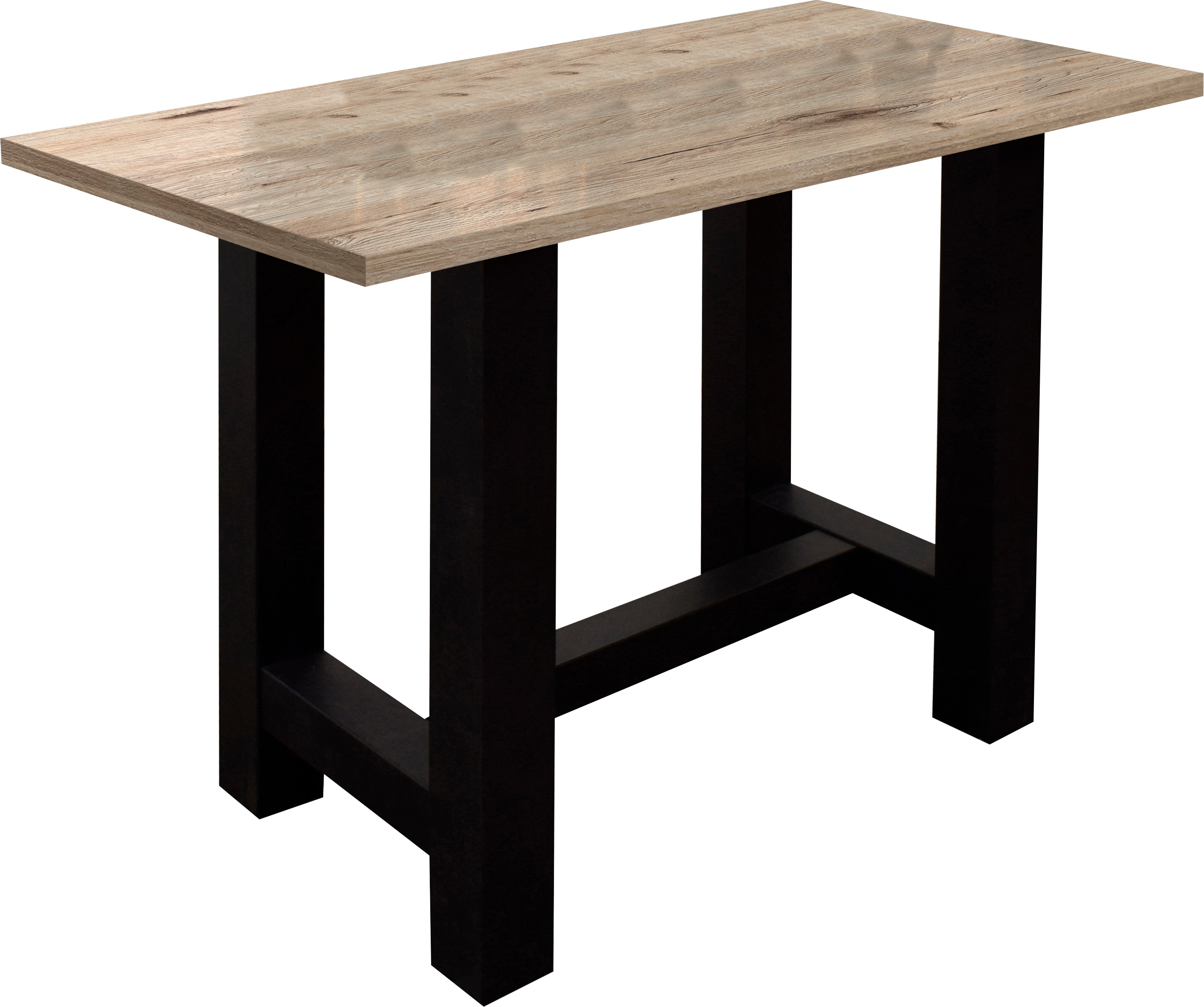 Bartisch MÄUSBACHER, schwarz (schwarzstahl, sandeichefarben, schwarzstahl), B:160cm H:105cm T:70cm, Tische, Bartisch, Gestell in U-Form (Breite 120, 140 oder 160 cm)