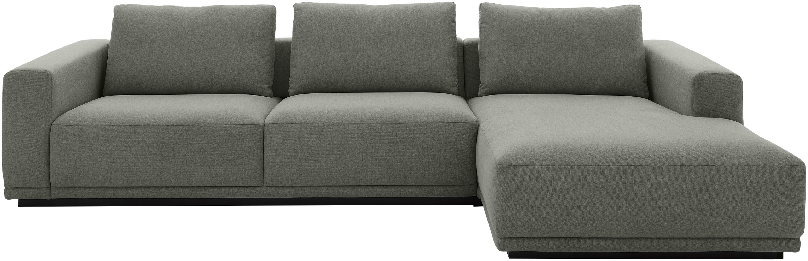 Ecksofa MUSTERRING, light grau, B:316cm H:78cm T:166cm, 94% Polyester, 6% Nylon, Sofas, Ecksofa, Anreihsofa links & Longchair rechts, mit Armlehnen, inkl. Rückenkissen