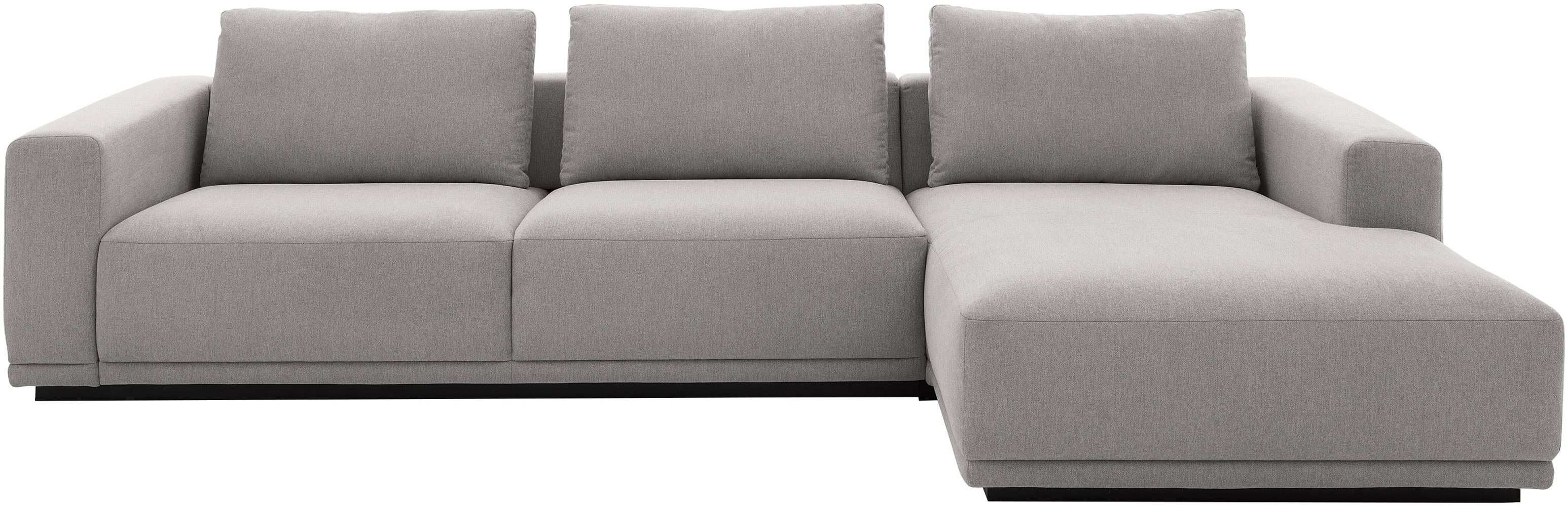 Ecksofa MUSTERRING, grau, B:316cm H:78cm T:166cm, 94% Polyester, 6% Nylon, Sofas, Ecksofa, Anreihsofa links & Longchair rechts, mit Armlehnen, inkl. Rückenkissen