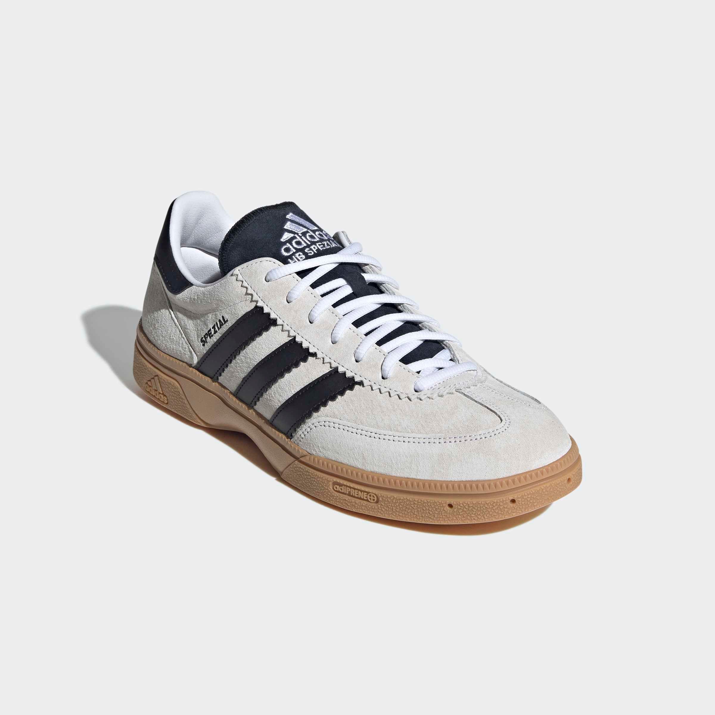 Hallenschuh ADIDAS PERFORMANCE "HANDBALL SPEZIAL", Herren, Gr. 44,5, cloud weiß, core schwarz, cloud weiß, Leder, Synthetik, Schuhe Hallenschuh