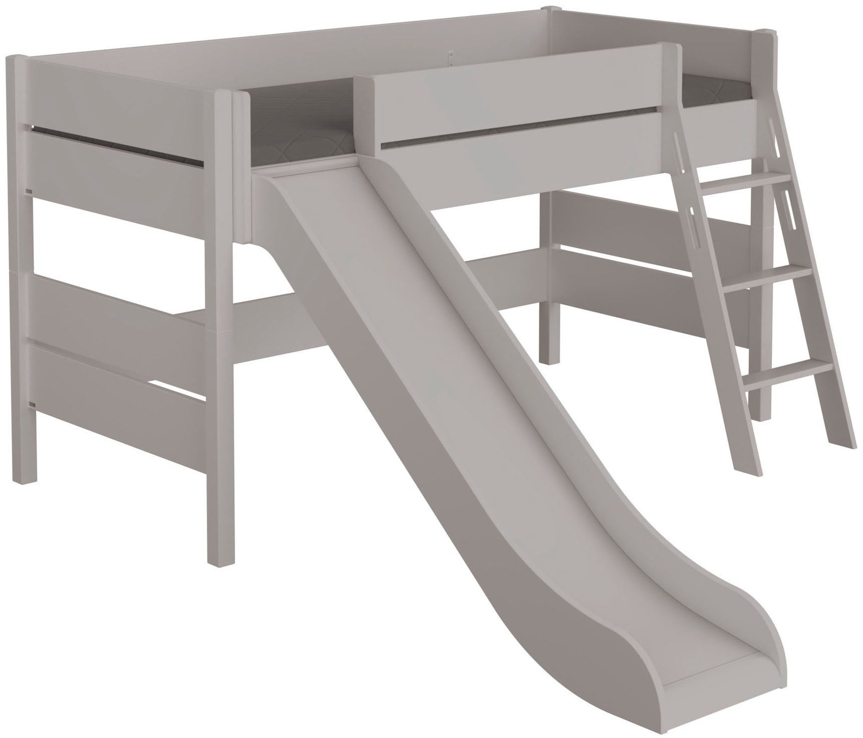 Spielbett PAIDI "TIAGO in verschiedenen Größen und Farben, mit Leiter und Rutsche", kieselgrau, kieselgrau, kieselgrau, B:271,7cm H:120,6cm L:210,4cm, Betten