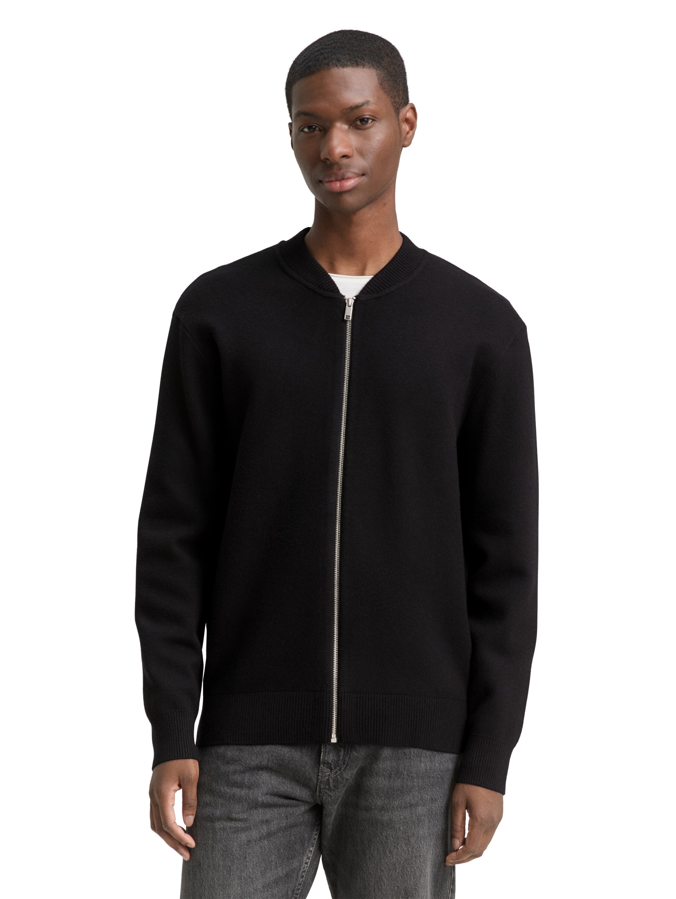 Strickpullover TOM TAILOR DENIM, Herren, Gr. XL, schwarz, Strick, Obermaterial: 52% Viskose, 27% Polyester, 21% Polyamid, unifarben, regular fit normal, ohne Ausschnitt, Rippbündchen, Pullover Strickpullover, mit Rippbündchen