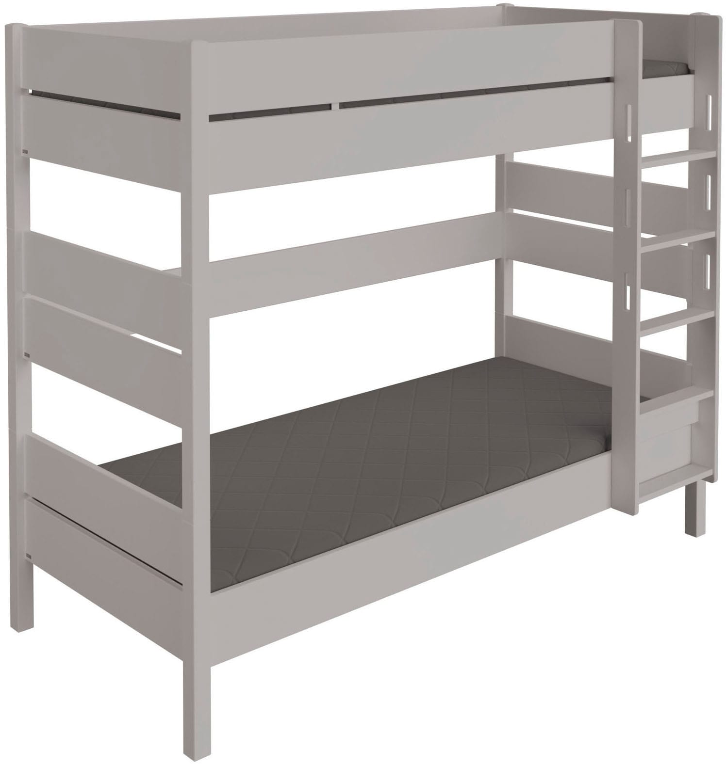 Spielbett PAIDI "TIAGO in verschiedenen Größen und Farben, Etagenbett mit Leiter", kieselgrau, kieselgrau, kieselgrau, B:136,3cm H:180,6cm L:210,4cm, Betten