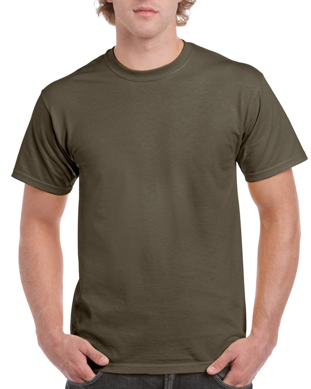 Gildan G200B Youth Ultra Cotton T Shirt in Olive size Small 2000B, G2000B