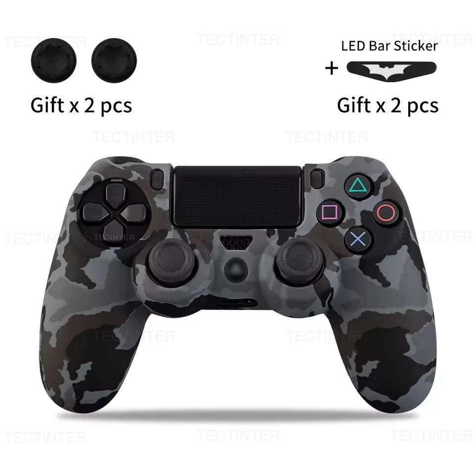 Silikon-Gummi-Hülle für Sony PS4-Controller-Abdeckung mit 2 Thumbsticks, Griffe, Kappe für PS4 Pro, Gamepads, Joystick-Zubehör Image