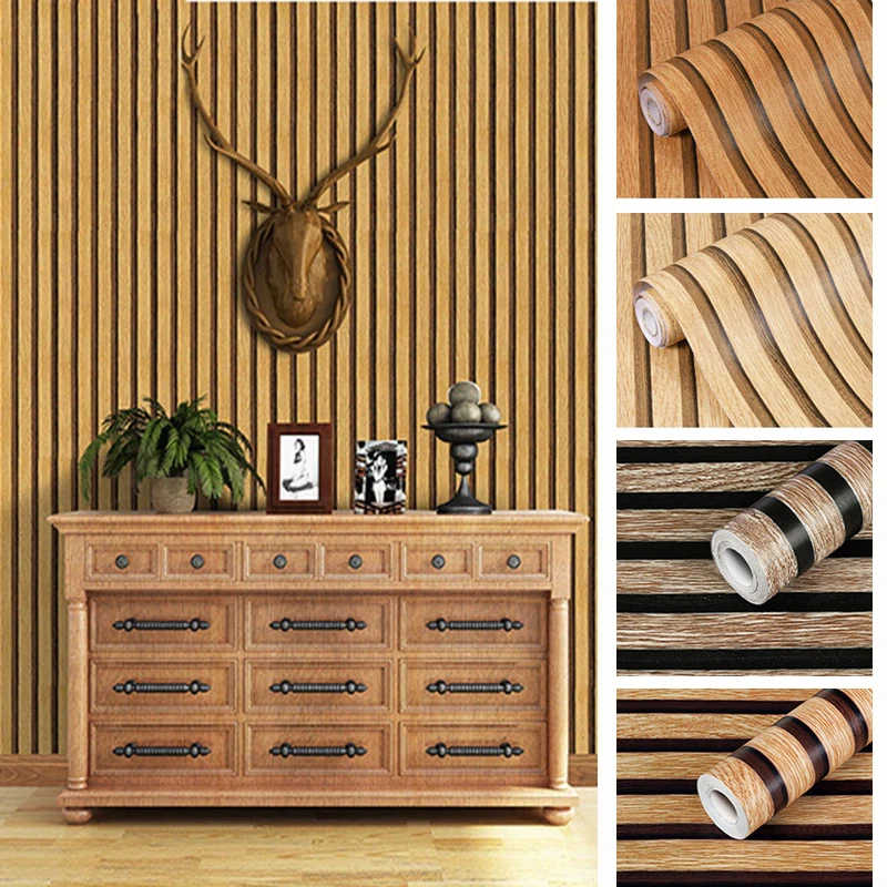 Wandrenovierungs-Tapete, selbstklebend, 45 cm, Holzmaserung, Wandaufkleber für Wohnzimmer, Küche, Schlafzimmer, Tapete, Heimdekoration Image