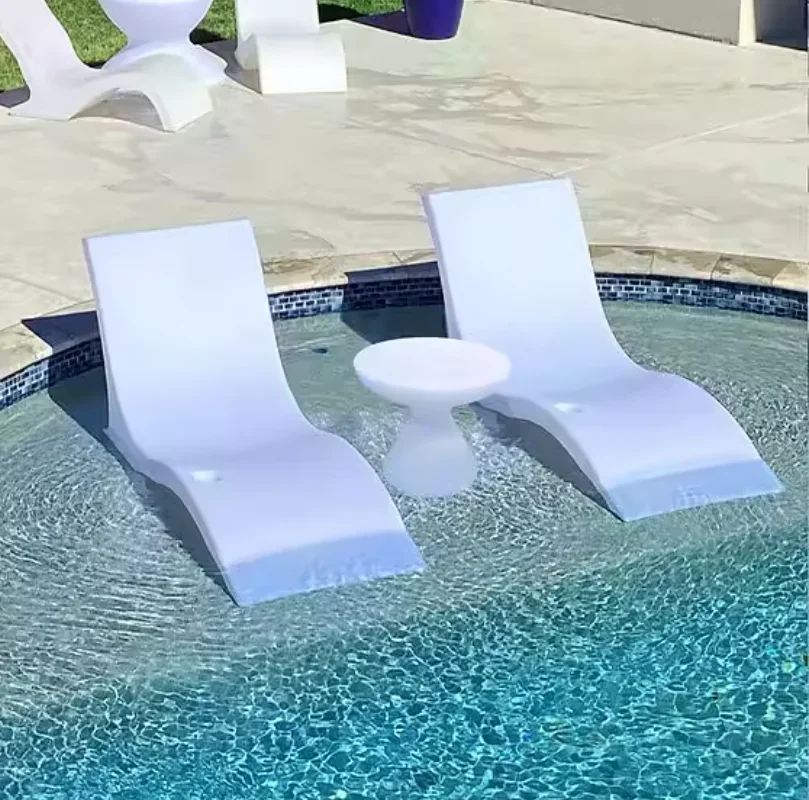 Gartenmöbel Schwimmbad LOUNGER Beistelltisch für Liege im Billardtisch Poolstühle für Sonnenliege Image