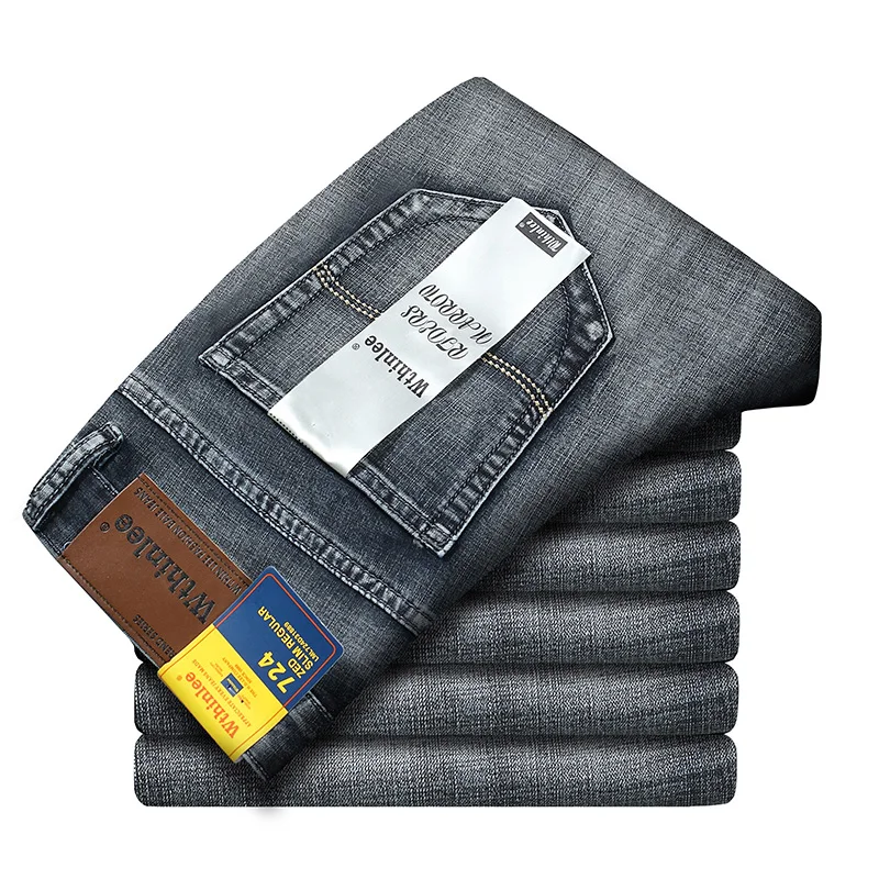 Neue Frühling Herbst Männer Klassische Jeans Business Mode Gerade Regelmäßige Blau Stretch Denim Hosen männer Smart Jeans Größe 28-40